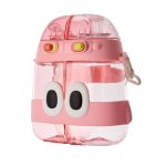 Seliya 800ml kids water bottle in coral pink with big cartoon eyes