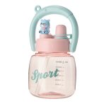Seliya 850ml kids bottle in pink with bear topper and blue handle