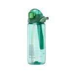Seliya 750ml water bottle in mint green, side view with straw