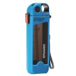 Seliya 350ml compact water bottle in sky blue with orange clip
