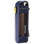 Seliya 350ml slim water bottle in navy blue with yellow side clip