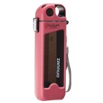 Seliya 350ml slim water bottle in pink case with grey wrist strap