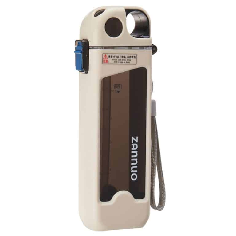 Seliya 350ml compact water bottle in beige case with wrist strap