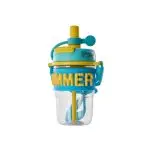 Seliya 500ml kids water bottle in blue and yellow with straw and strap