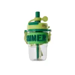 Seliya 500ml kids straw water bottle in green with SUMMER band