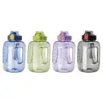 Four Seliya 1.6L water bottles in blue, green, purple and grey