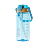 Seliya 900ml water bottle in clear blue with orange lid and scale