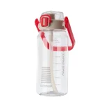 Seliya 900ml water bottle in clear with red handle and flip lid