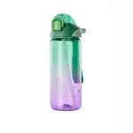 Seliya 750ml gradient water bottle, green to purple, with straw inside