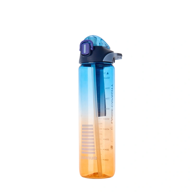 Seliya 1000ml gradient water bottle, blue to orange, flip lid and scale