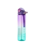 Seliya 1000ml gradient water bottle, purple to teal, with flip-top lid