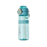 Seliya 700ml water bottle in teal with straw and measurement scale