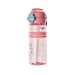 Seliya 700ml water bottle in pink with blue lid clip and SPORT print