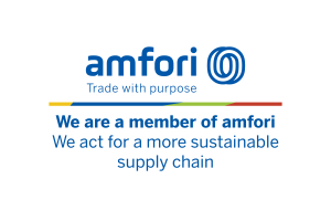 amfori member logo: We are a member of amfori, Trade with purpose